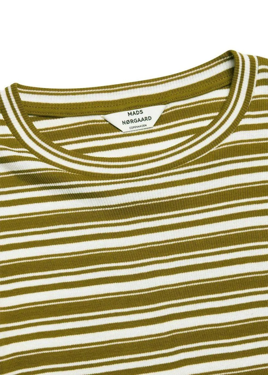 2x2 Cotton Stripe Tuba Top - Fir Green / White Alyssum