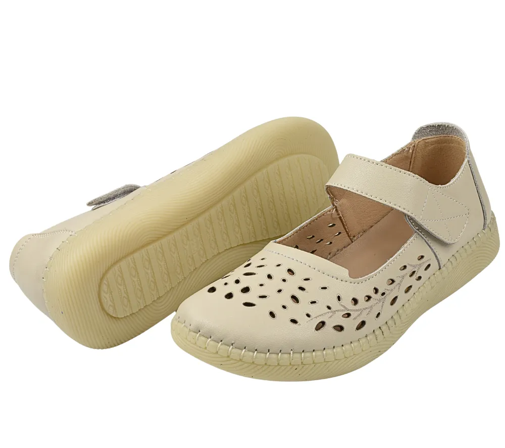 Pantofi casual, dama, STEPHANO, 2822 crem, piele naturala